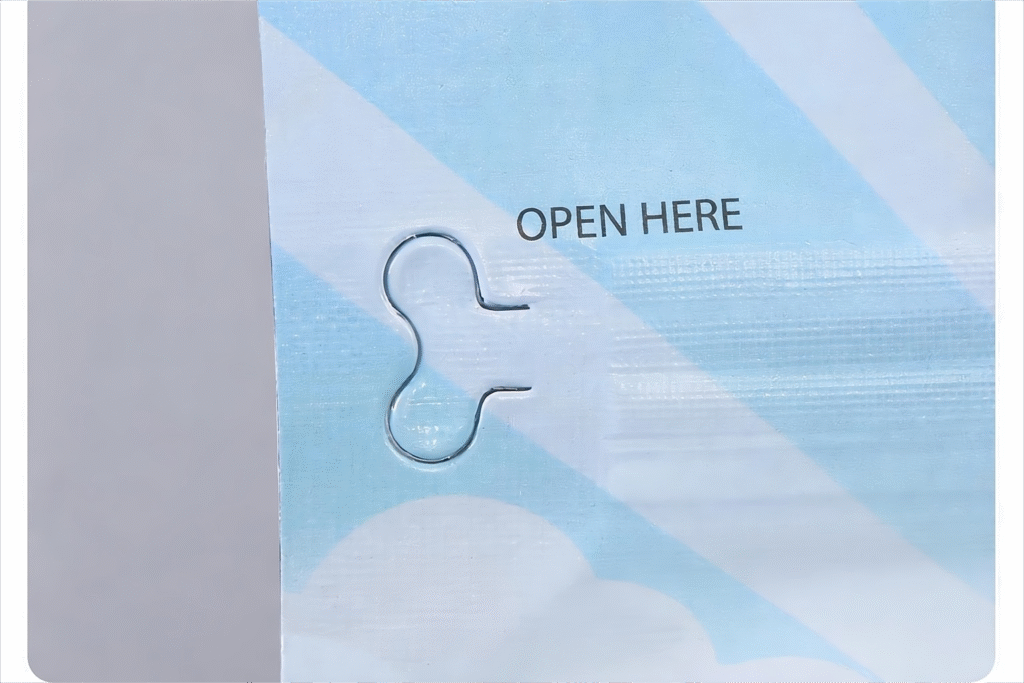 Easy-open tear notch feature for premium tea packaging pouches