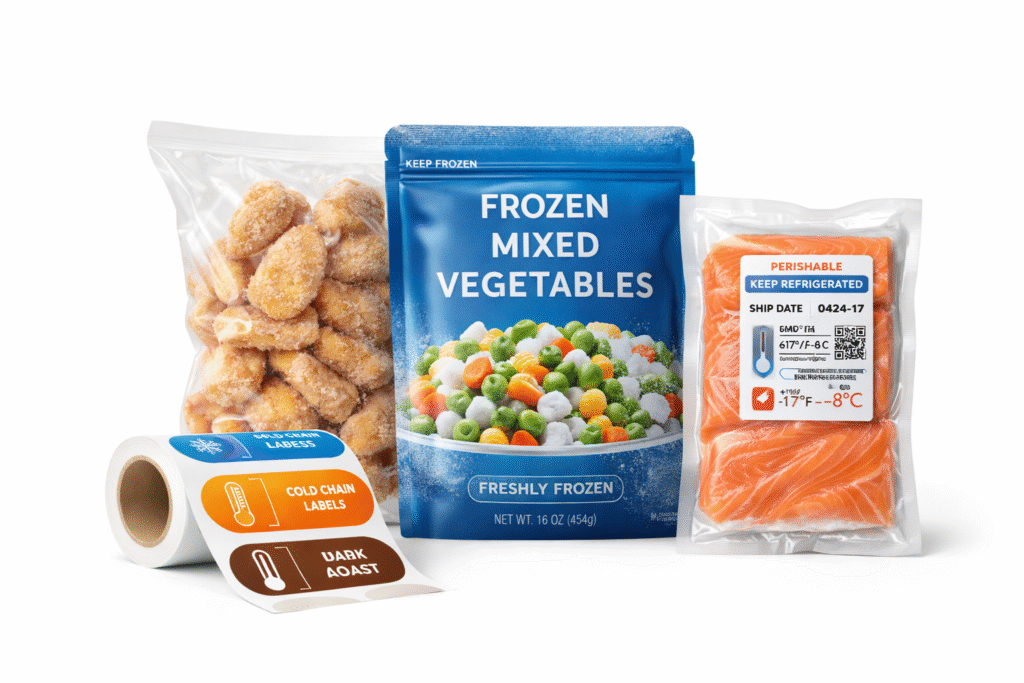 Frozen food packaging and labels