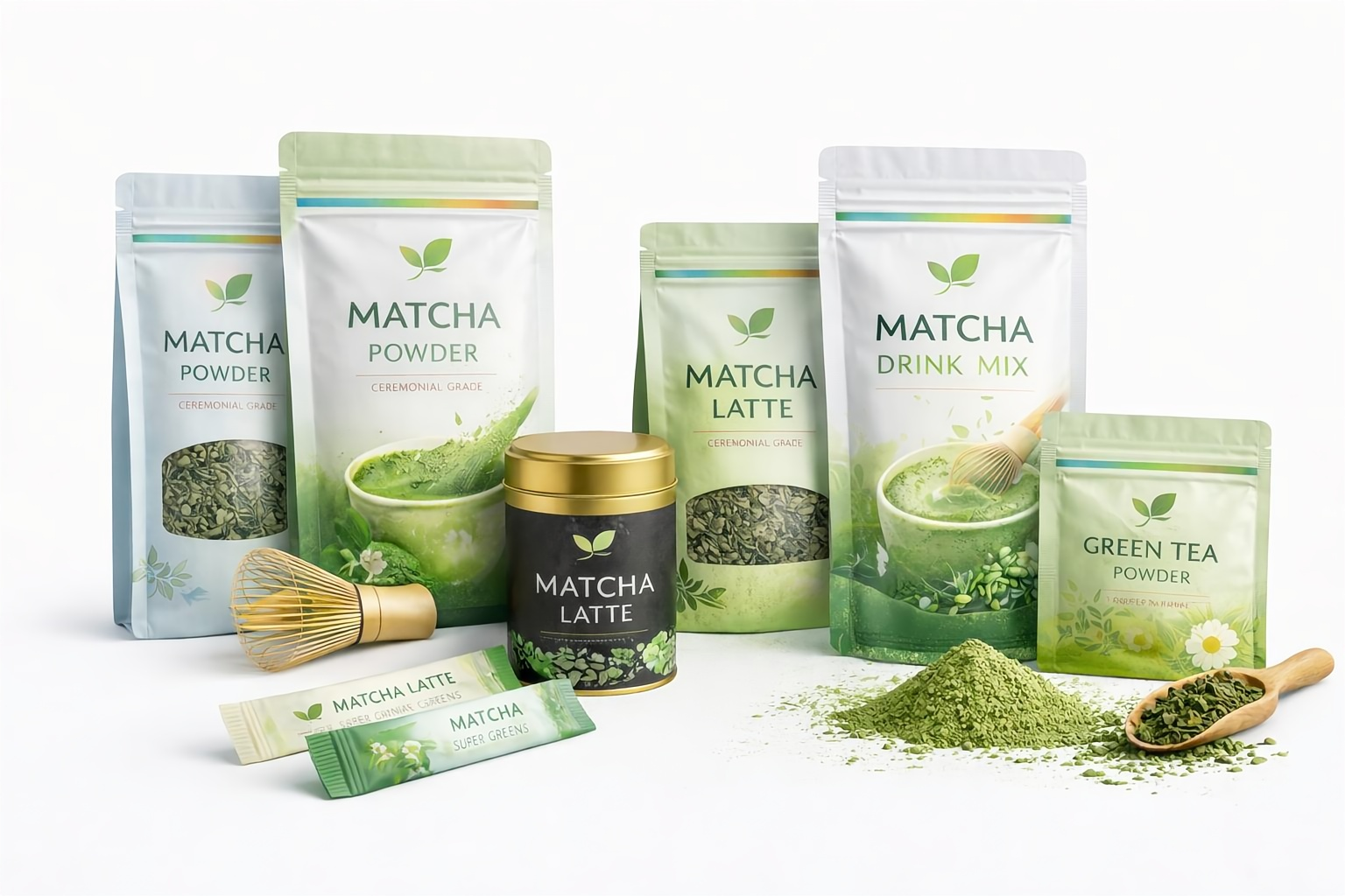 Matcha and powdered tea packaging with superior moisture barrier and anti-clumping protection