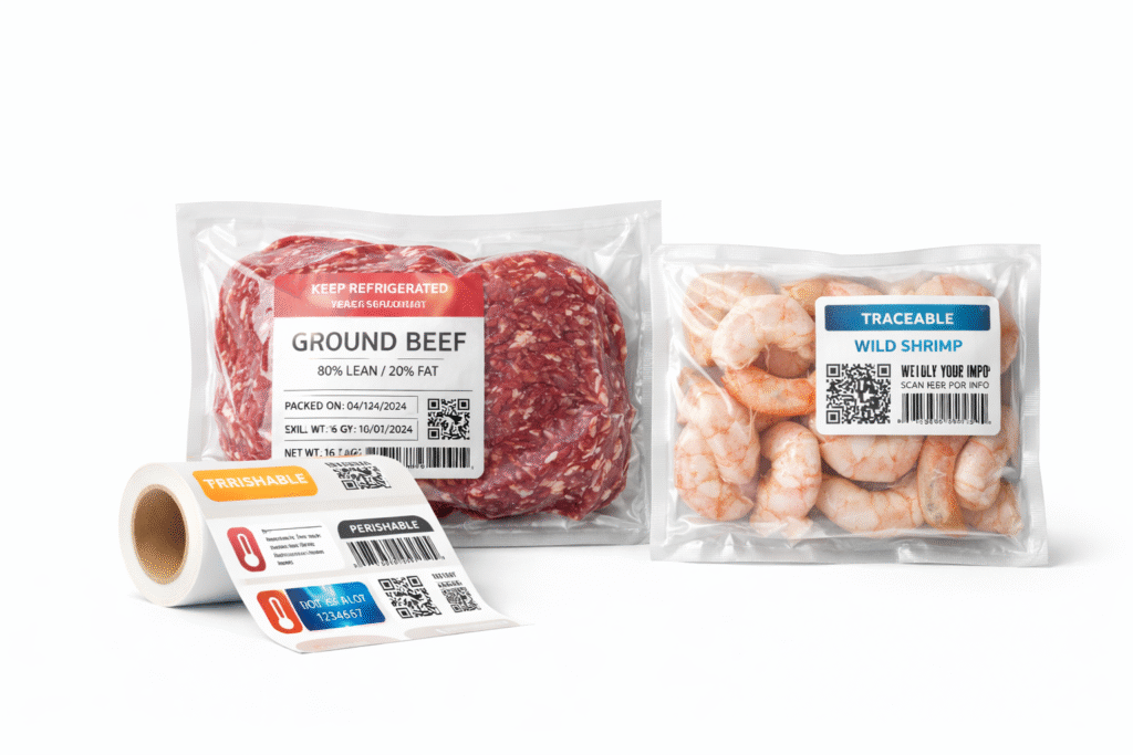 Meat and seafood packaging and labels