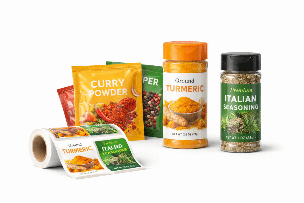 Spices and seasonings packaging and labels