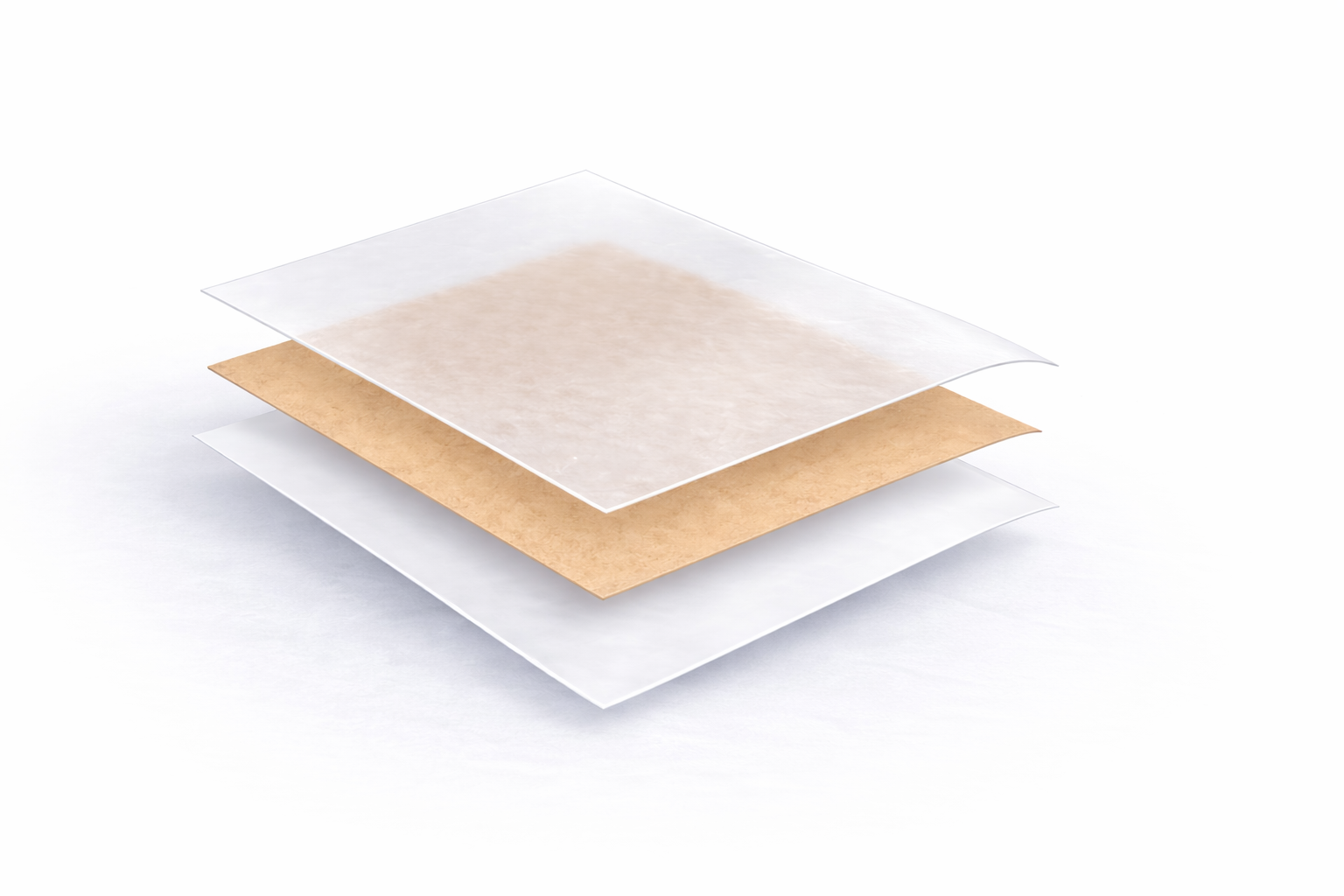 Standard barrier laminate structure for stand-up pouches: matte BOPP / kraft paper / PE food-contact layer
