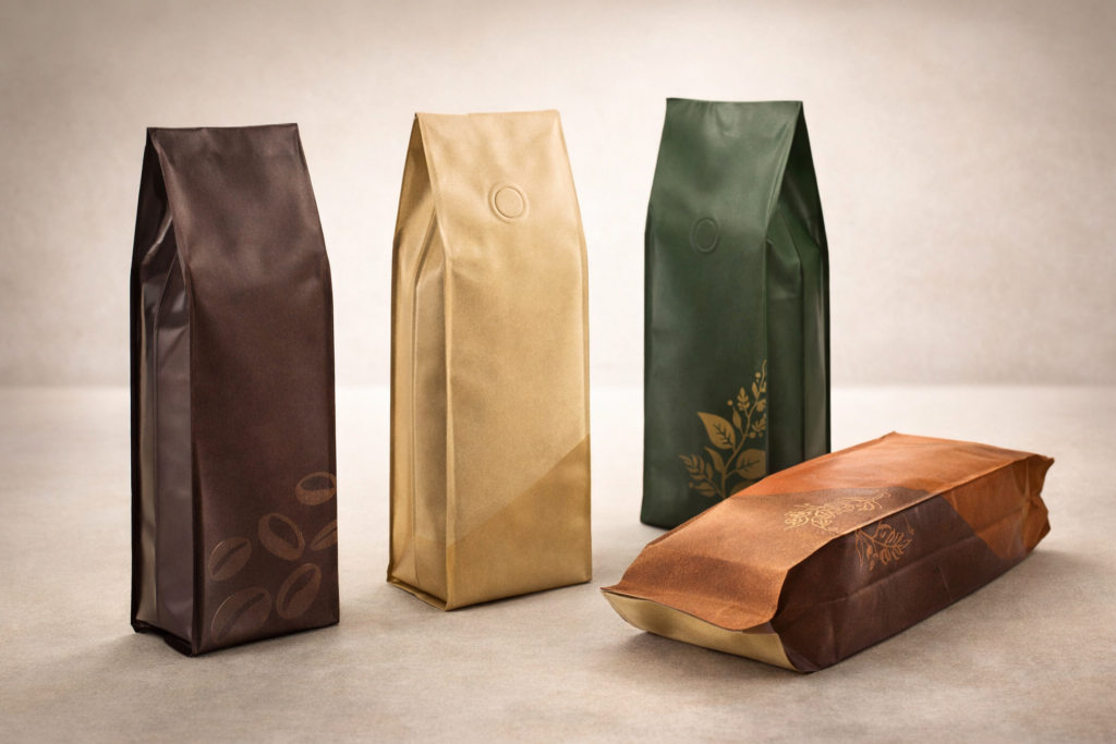 Quad seal bag packaging format for dry product applications