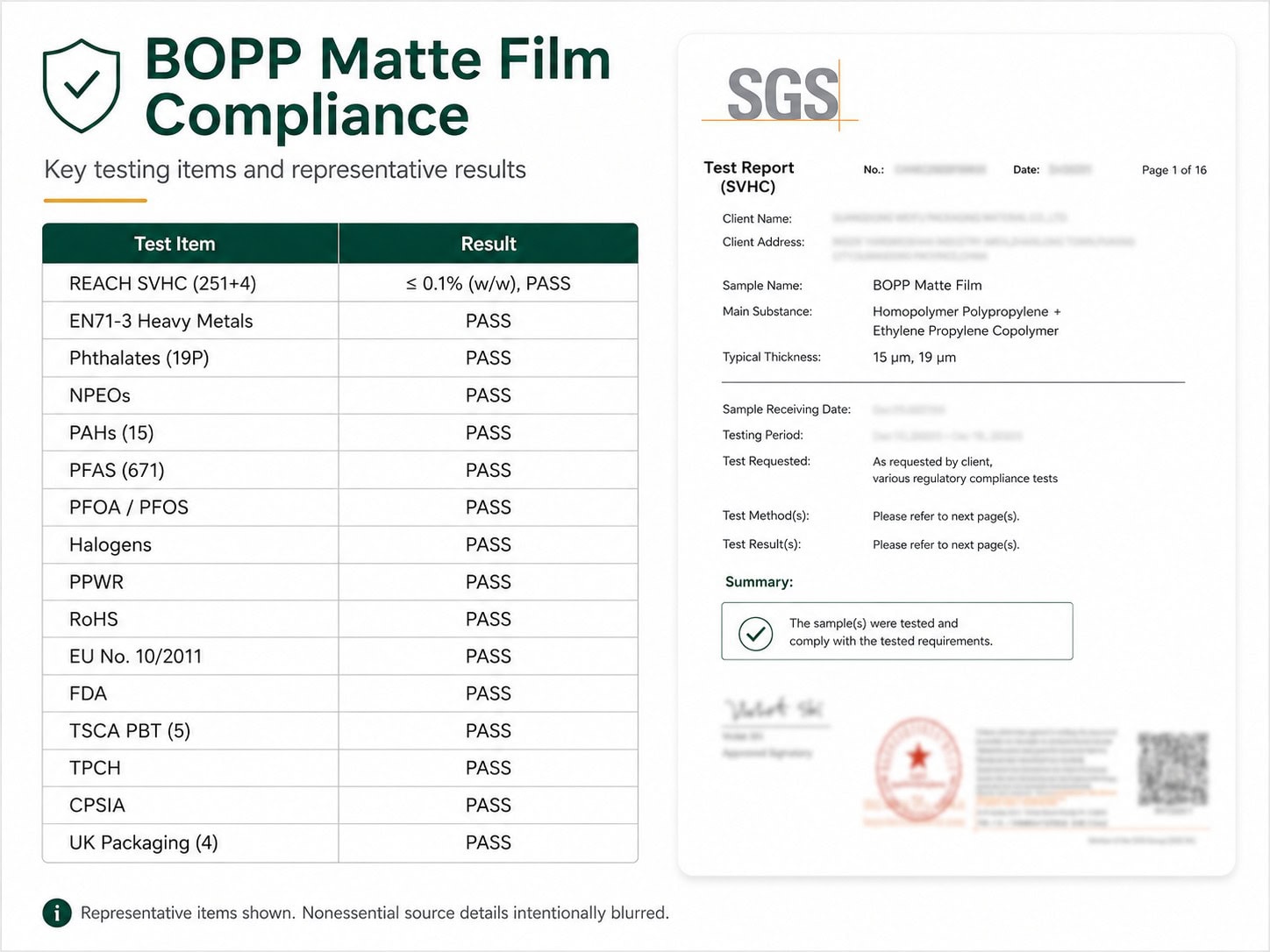 BOPP matte film compliance summary and original report preview