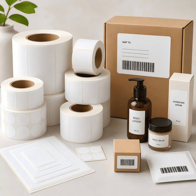 Blank label sizes for product packaging shipping boxes and barcode labels