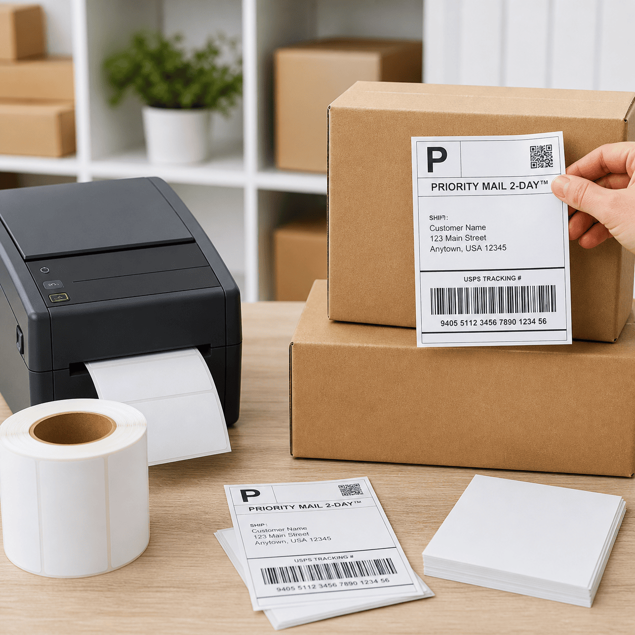 Blank labels used for shipping boxes, barcode printing, and warehouse identification