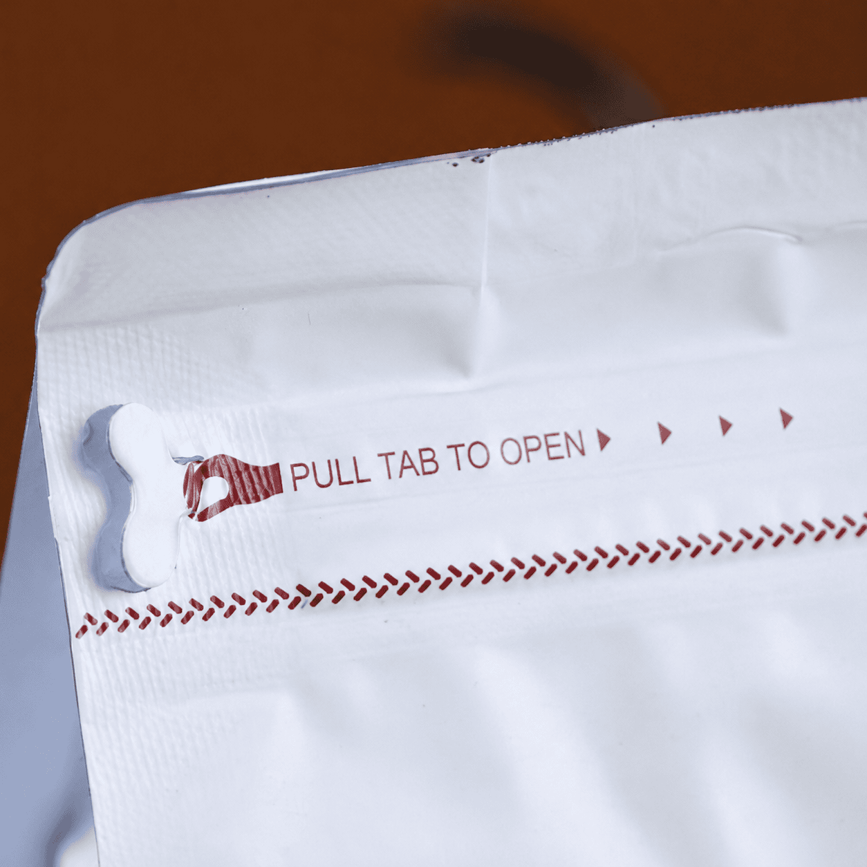 Easy tear opening detail on coffee packaging bag