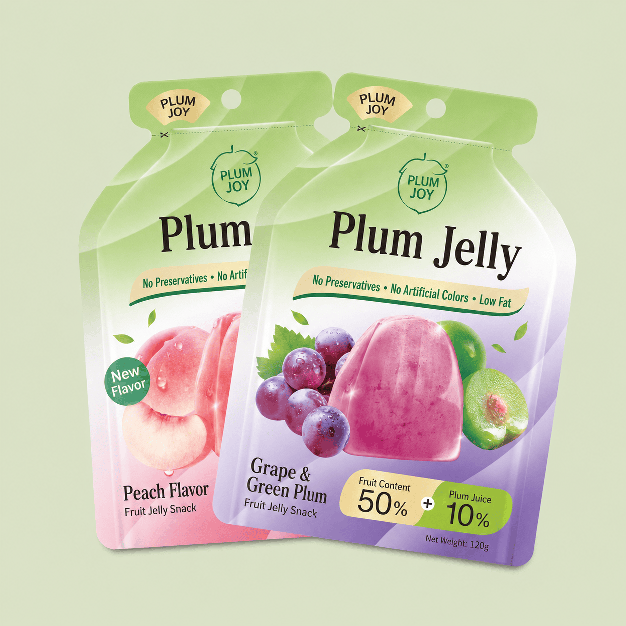 Custom printed fruit jelly snack packaging pouches with hang hole and colorful retail design