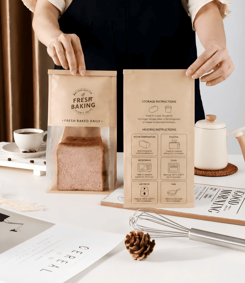Custom Printed Bakery Packaging Custom printed bakery packaging with window bags for bread and baked products