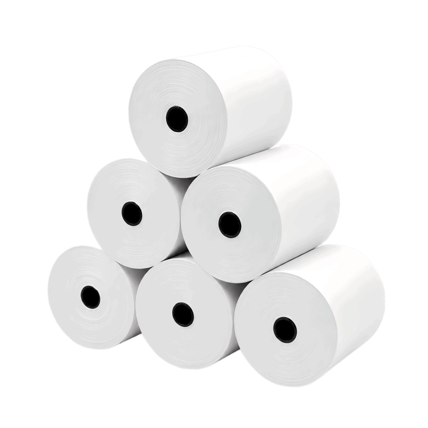 Custom thermal receipt paper rolls for POS and cash register printing