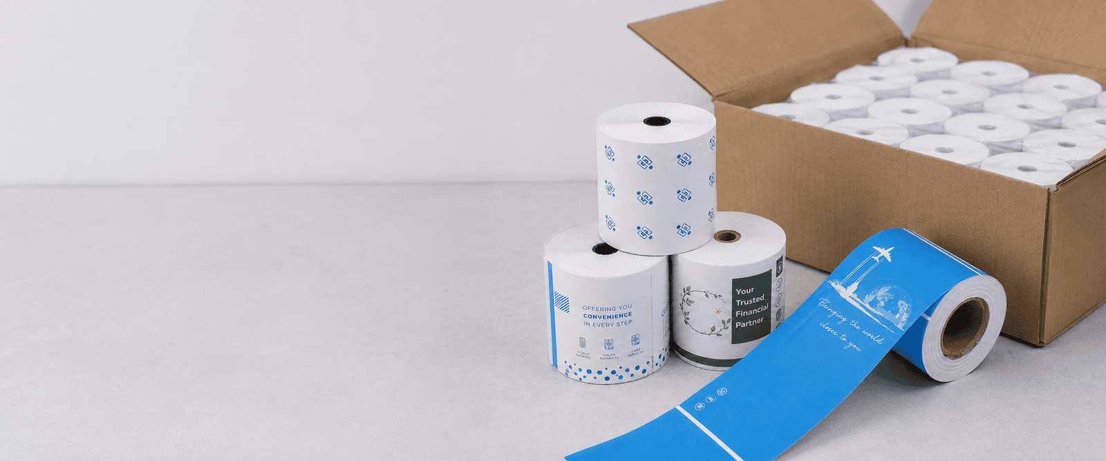 Custom Thermal Receipt Paper Rolls Custom printed thermal receipt paper rolls with packed POS rolls for wholesale supply