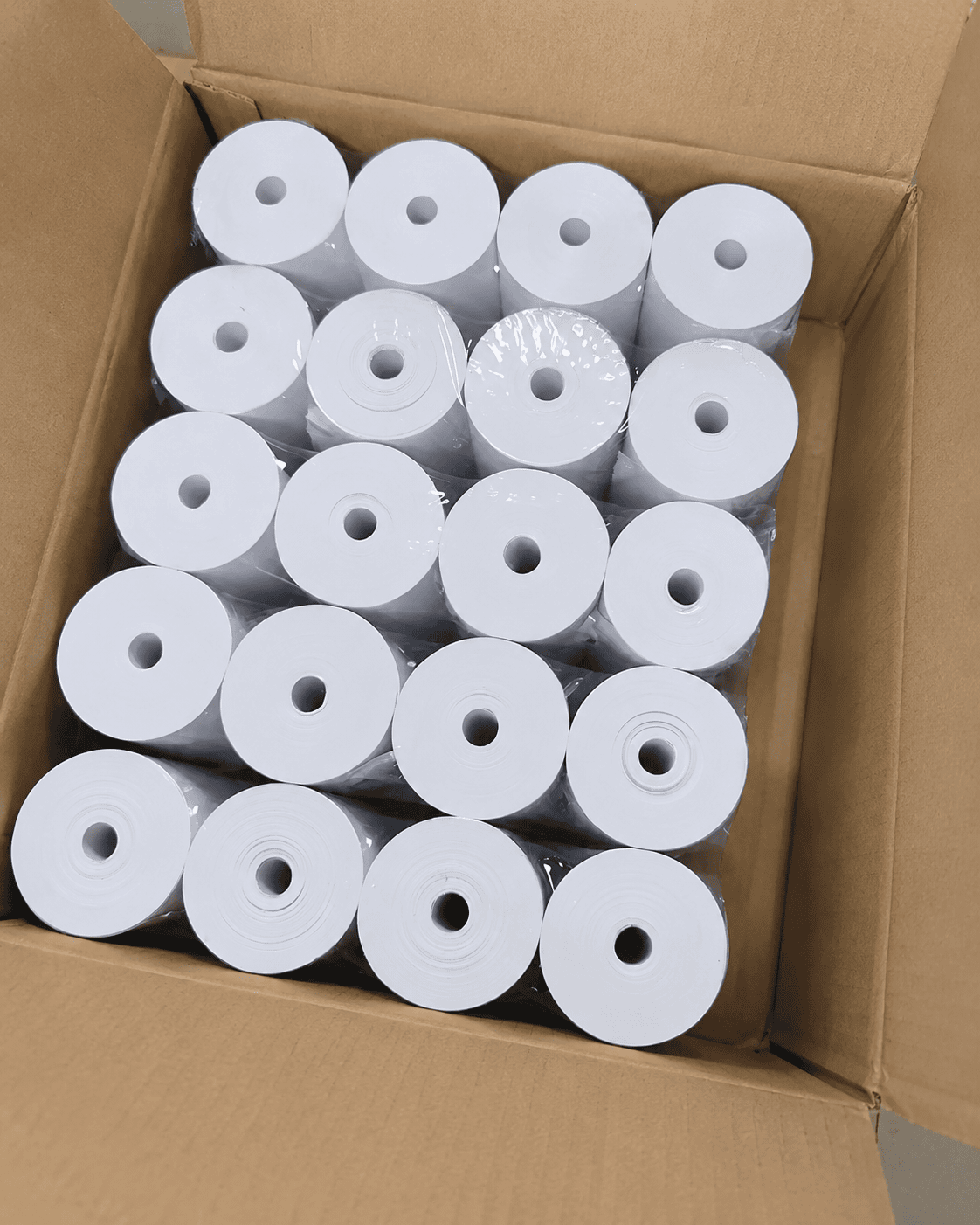 Thermal Paper Shelf Life and Warehouse Storage Packaged thermal paper rolls stored as warehouse inventory