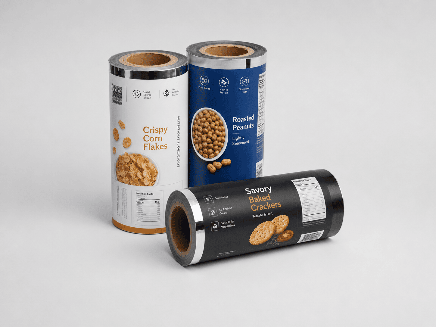 Recyclable flexible packaging rollstock film for food brands