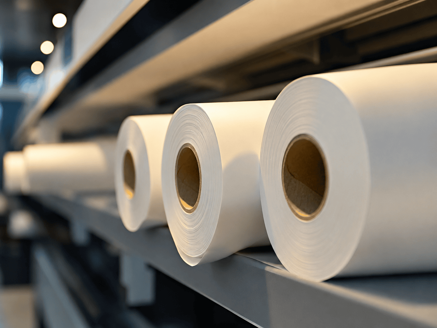 Thermal Paper Storage and Shelf Life Thermal paper rolls stored on warehouse shelving