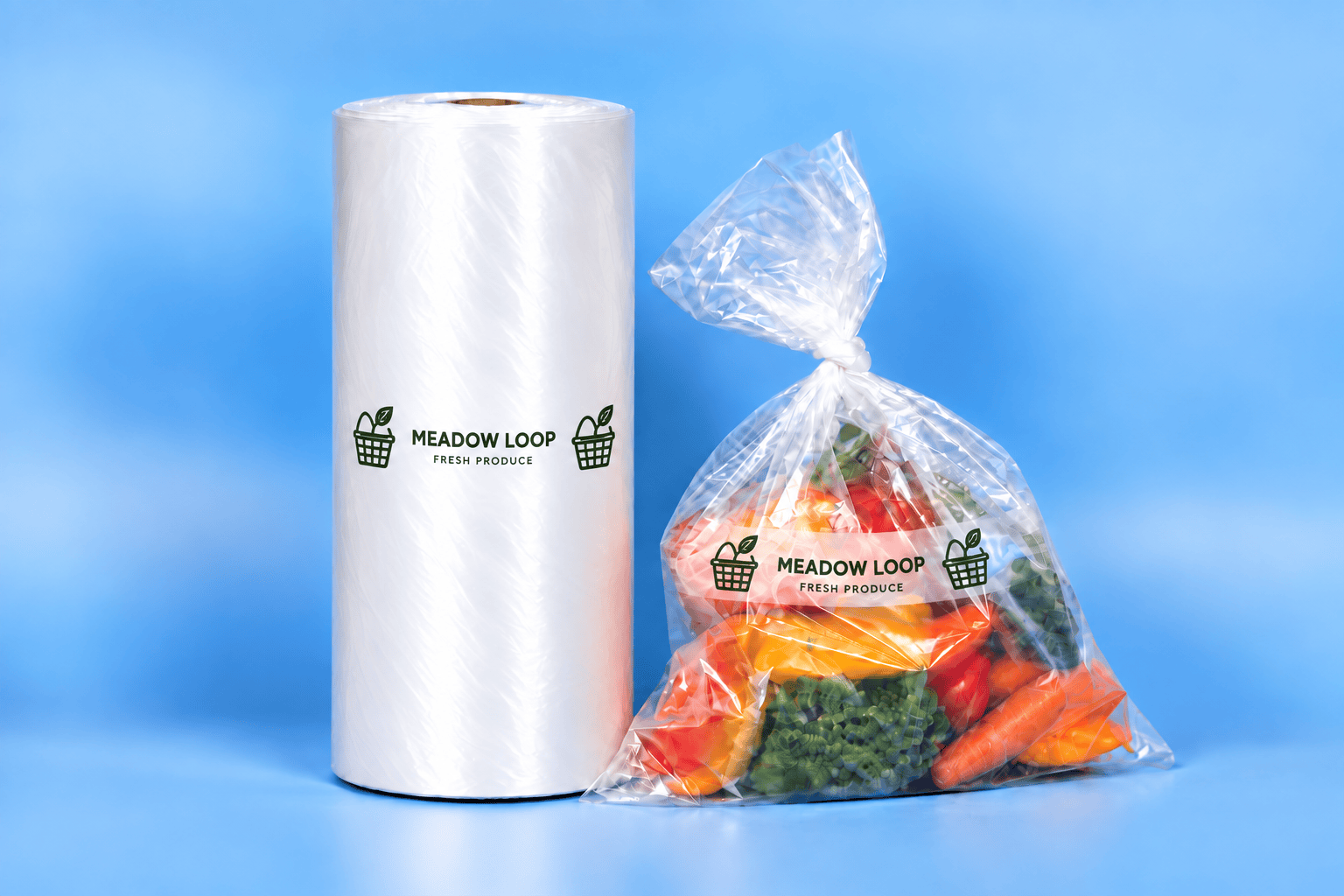 Perforated roll bags for supermarket produce packaging