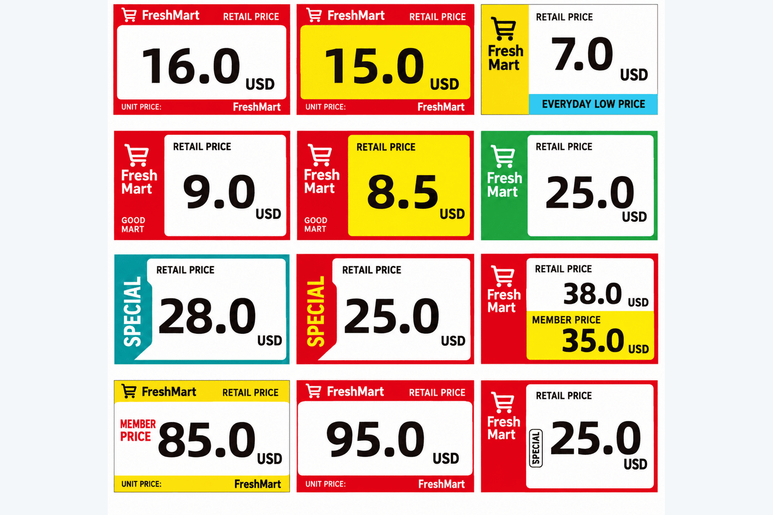Supermarket Retail Price Label Template Designs Retail price label template designs for supermarket products