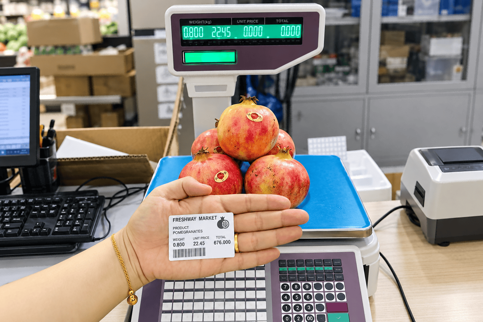 Variable Data on a Supermarket Weighing Label Supermarket weighing label showing product, weight, price and barcode information